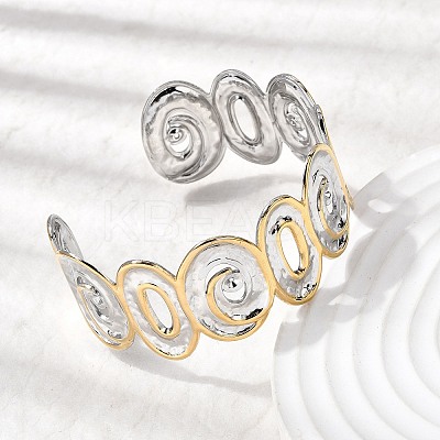 Hammered 304 Stainless Steel Cuff Bangles for Women BJEW-P371-01A-1