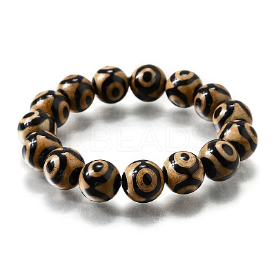 Natural Agate Round Beaded Stretch Bracelets BJEW-U047-01-1