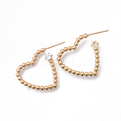 Brass Clear Micro Pave Cubic Zirconia Stud Earrings KK-N232-194-NF-1