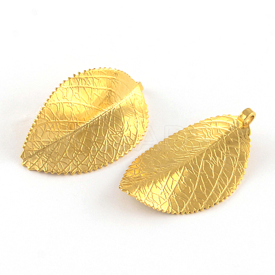304 Stainless Steel Leaf Pendants STAS-S040-06G-1