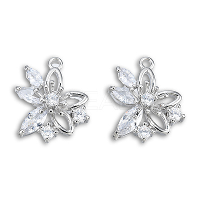 Brass Pave Clear Cubic Zirconia Pendants KK-N235-042P-1
