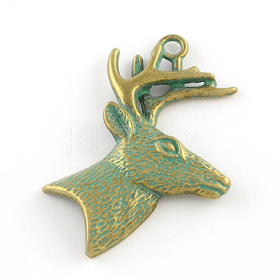 Christmas Reindeer/Stag Zinc Alloy Big Pendants PALLOY-R065-080-FF-1