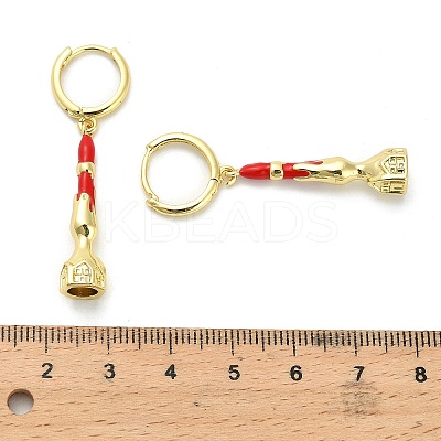 Brass Enamel House Hoop Earrings EJEW-B149-04G-1