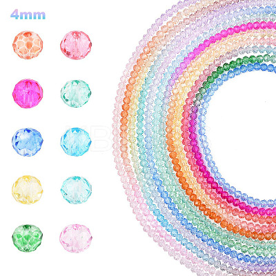 10Strands 10 Colors Transparent Painted Glass Beads Strands DGLA-YW0001-39C-1
