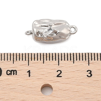 Brass Micro Pave Clear Cubic Zirconia Box Clasps KK-C075-15P-1