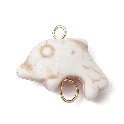 Synthetic Turquoise Connector Charms PALLOY-JF02372-01-1