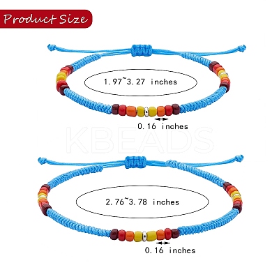 4Pcs 4 Style Glass Seed & Brass Braided Bead Bracelets and Anklets Set SJEW-SW00003-04-1