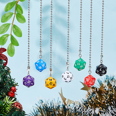 7Pcs 7 Colors Dice Acrylic Charms Ceiling Fan Pull Chain Extenders HJEW-DC00015-1