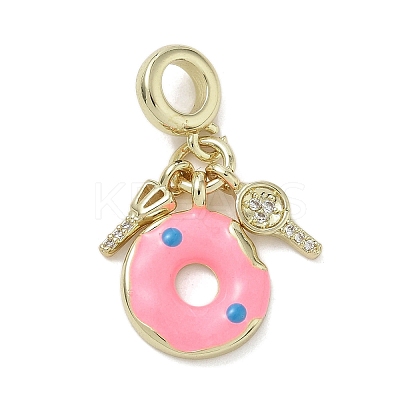Brass Micro Pave Clear Cubic Zirconia European Dangle Charms KK-K368-27G-1