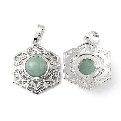 Natural Green Aventurine Pendants G-P498-02P-03-1