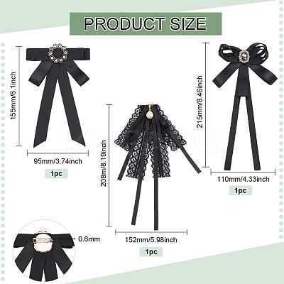 3pcs 3 Styles Polyester Ribbon Bowknot Brooch AJEW-BC0004-25-1