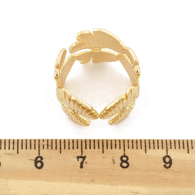 Flower Brass Finger Rings for Women RJEW-B119-09G-1