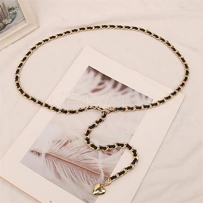 Alloy PU Leather Braided Waist Chains for Woman WGB955C-03-1