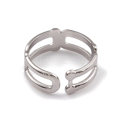 Non-Tarnish 304 Stainless Steel Hollow Out Oval Wrap Open Cuff Rings for Women RJEW-G285-51P-1
