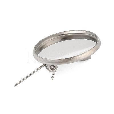 304 Stainless Steel Brooch Cabochon Settings STAS-E547-08D-P-1