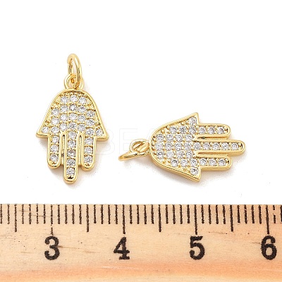 Rack Plating Brass Micro Pave Clear Cubic Zirconia Pendants KK-C063-13G-1