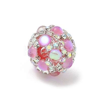 Sparkling Acrylic Encrusted Round Beads CLAY-NH0003-03S-1