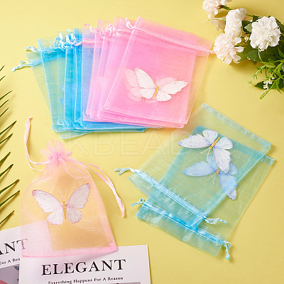 20Pcs 2 Colors Organza Drawstring Bags OP-TA0001-11-1