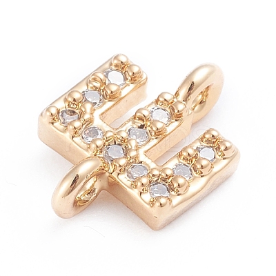 Brass Micro Pave Cubic Zirconia Letter Links X-ZIRC-I042-16G-E-1