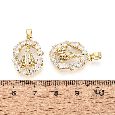Brass Micro Pave Clear Cubic Zirconia Pendants KK-N259-04G-1