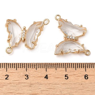 Brass Pave Faceted Glass Connector Charms FIND-Z020-04R-1