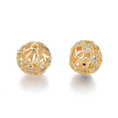 Brass Pave Clear Cubic Zirconia Beads KK-N231-332-1