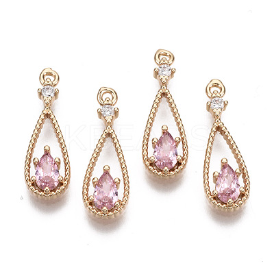 Brass Micro Pave Cubic Zirconia Pendants X-KK-R111-003-A04-1