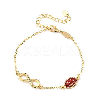 Sports Brass Micro Pave Cubic Zirconia Infinity Link Bracelets BJEW-D386-01C-G-1