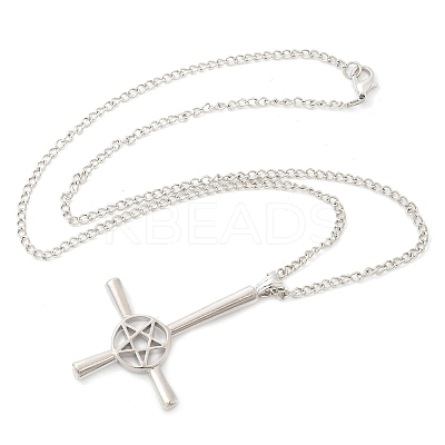 Christian Upside Down Cross & Star Alloy Pendant Pendant Twisted Chain Necklaces for Women NJEW-NH0001-03P-1