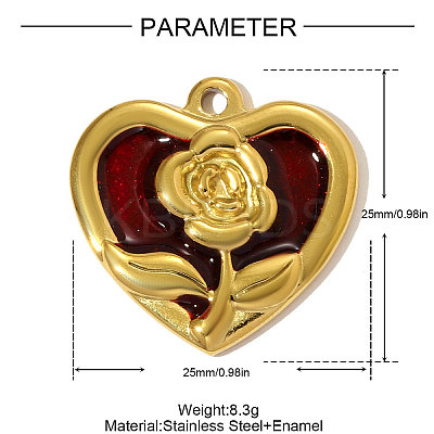 304 Stainless Steel Enamel Pendants STAS-OY005-28G-1
