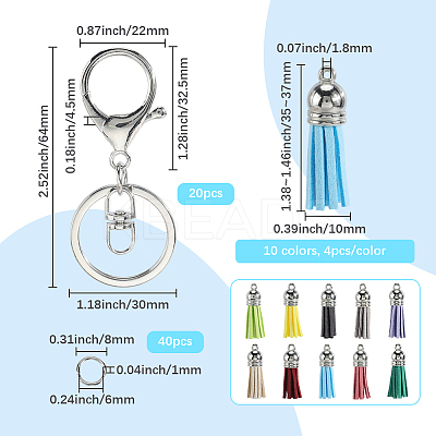 DIY Faux Suede Tasse Keychain Making Kits DIY-SP0002-43P-1