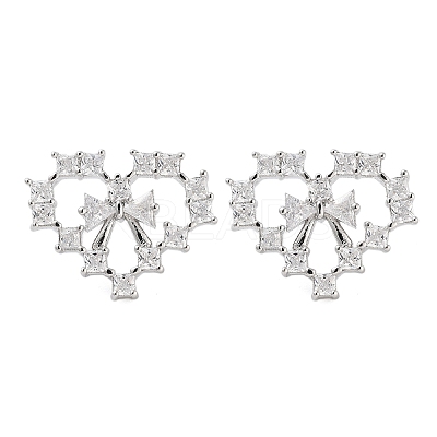 Rack Plating Heart Brass Stud Earrings EJEW-N055-33P-RS-1