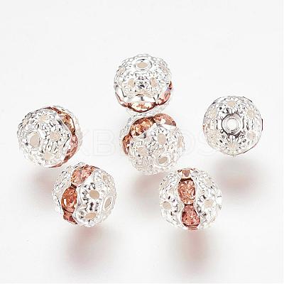 Brass Rhinestone Beads RB-A011-8mm-25S-1