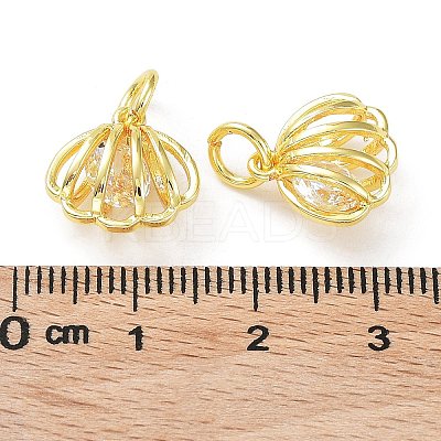 Rack Plating Brass Clear Cubic Zirconia Pendants KK-B078-06G18-1