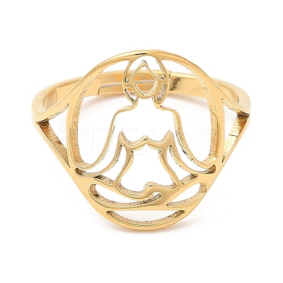 Ion Plating(IP) 304 Stainless Steel Holllow Human Adjustable Ring for Women RJEW-M149-16G-1