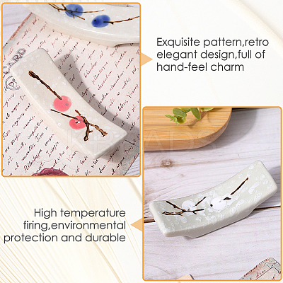 4Pcs 4 Colors Flower Pattern Japanese Style Porcelain Chopsticks Rests DJEW-CP0001-33-1