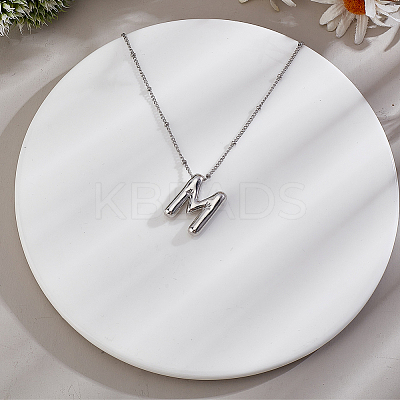 1pc Brass Chain with Alloy Letter Pendants Necklaces NJEW-LP0001-41M-P-1