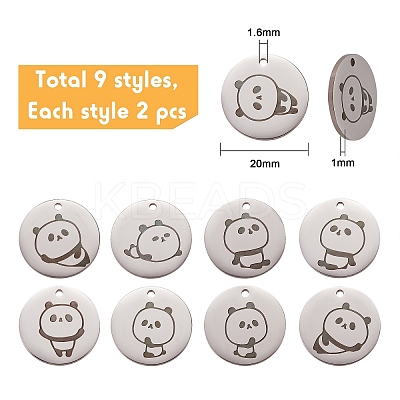 18Pcs 9 Style Stainless Steel Pendant STAS-SZ0002-11-1