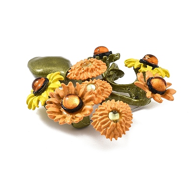 Sunflower Alloy Acrylic Brooches for Backpack Clothes JEWB-M069-03-1