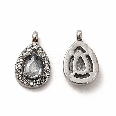304 Stainless Steel Cubic Zirconia Pendants STAS-A076-01P-1