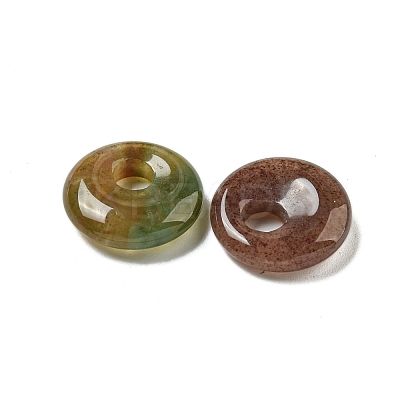 Natural Indian Agate Donut/Pi Disc Charms G-G142-02R-1