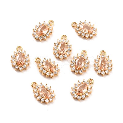 Real 18K Gold Plated Brass Micro Pave Cubic Zirconia Charms ZIRC-Z023-04-NR-1