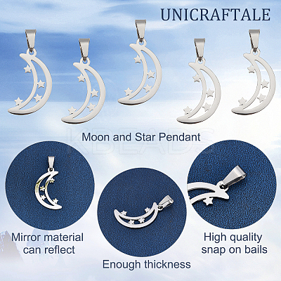 8Pcs 304 Stainless Steel Pendants STAS-UN0030-75-1