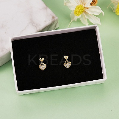 Clear Cubic Zirconia Heart Dangle Stud Earrings EJEW-SZ0001-79-1
