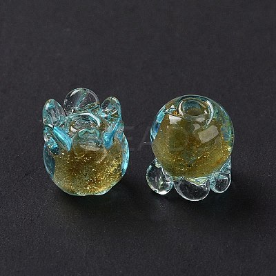 Handmade Gold Foil Lampwork Glass Beads X1-LAMP-G158-02D-1