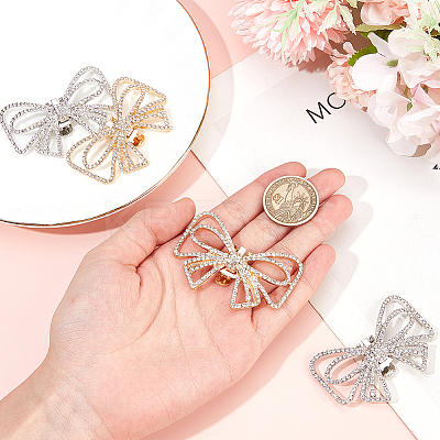 4Pcs 2 Colors Bowknot Alloy Rhinestone Shoe Decorations FIND-CP0002-23-1