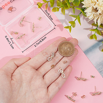 5 Pairs Rack Plating Brass Micro Pave Cubic Zirconia Earring Findings KK-BBC0011-72-1