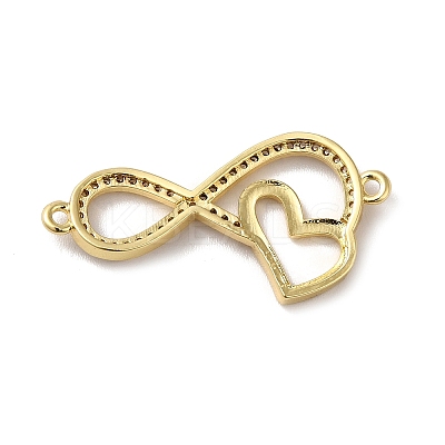 Eco-Friendly Rack Plating Brass Micro Pave Clear Cubic Zirconia Connector Charms KK-F853-25G-1
