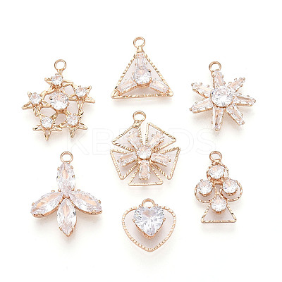 Brass with Cubic Zirconia Pendants KK-T072-51G-1