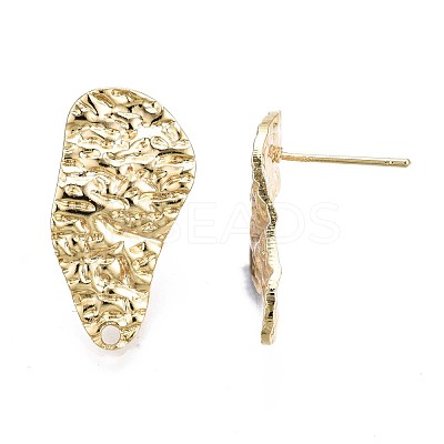 Hammered Brass Stud Earring Findings KK-Q764-036-1